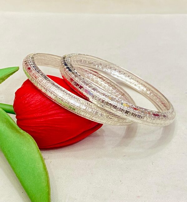 WhatsApp Image 2026-02-07 at 1.02.45 PM (1) 92.5 Pure Silver Kolka Design Bauti Bangle (Pair) (CN 20-42)