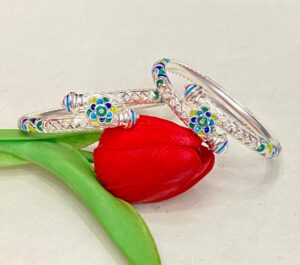 92.5 Pure Silver Flower Mukh Minakari Monipuri Bala (CN 44-39)