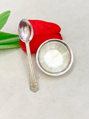92.5 Pure Silver Beautiful Bowl And Spoon (B CN 6-40/ S CN 4-97)