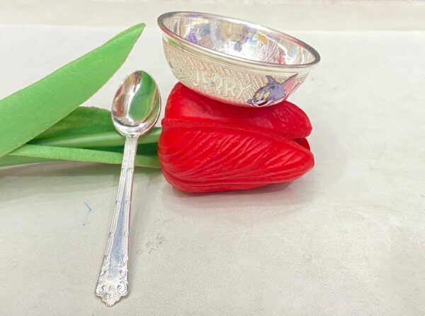 92.5 Pure Silver Micky Mouse Bowl And Spoon (B CN 14-55/ S CN 4-85)