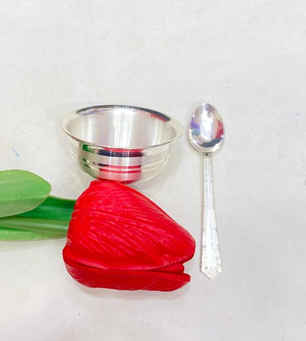 92.5 Pure Silver Beautiful Bowl And Spoon (B CN 10-75/ S CN 5)