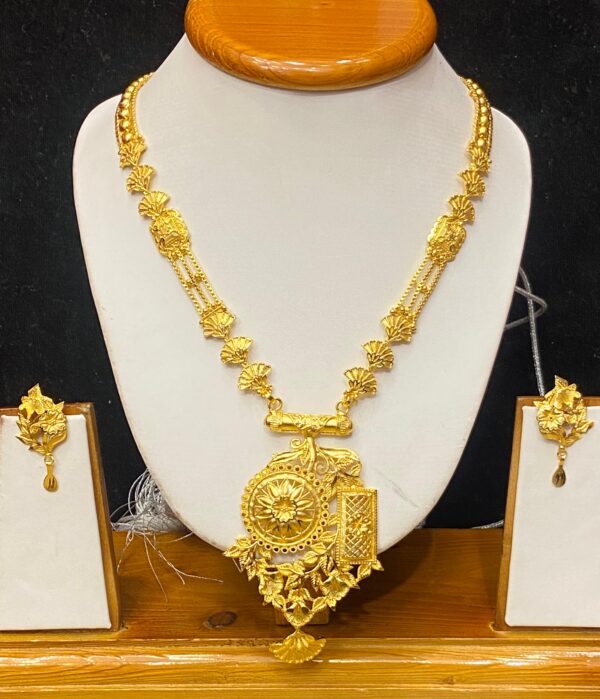 Floral Shape Kolka Design Long Necklace