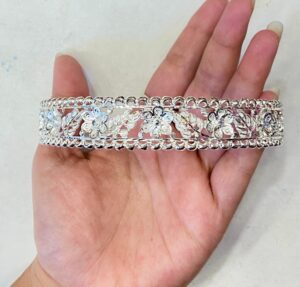 92.5 Pure Silver Flower Design Sabeki Sleek Choker (CN 16-11)