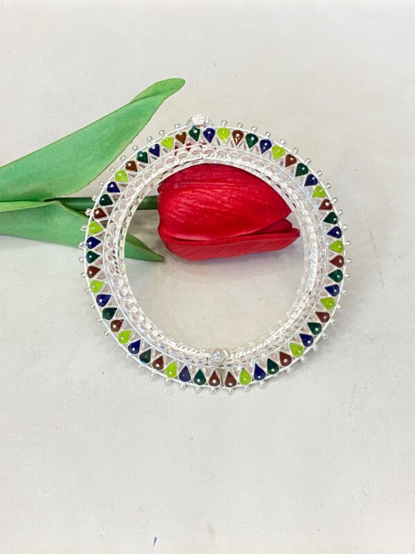 WhatsApp Image 2026-02-15 at 11.30.40 AM 92.5 Pure Silver Drop Design Minakari Kankan (CN 31-81) (Single)