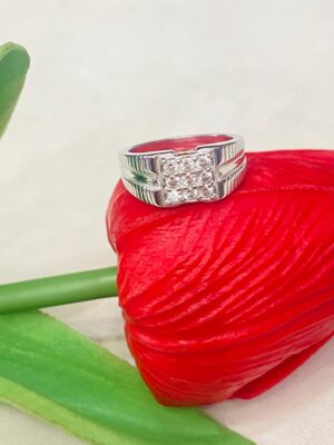 WhatsApp Image 2026-02-18 at 1.23.25 PM 92.5 Pure Silver Square Shape Stripe Stone Baby Finger Ring