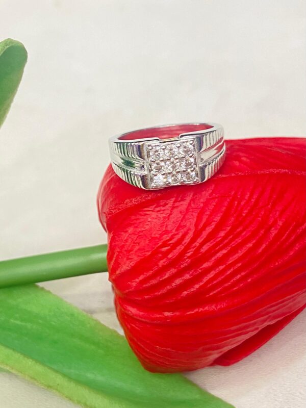WhatsApp Image 2026-02-18 at 1.23.25 PM 92.5 Pure Silver Square Shape Stripe Stone Baby Finger Ring