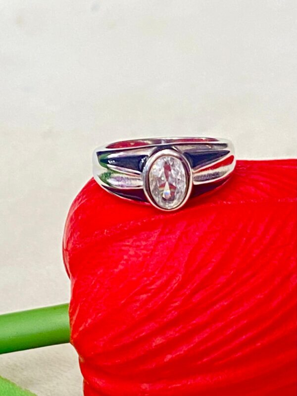 92.5 Pure Silver Oval Shape Stone Baby Finger Ring