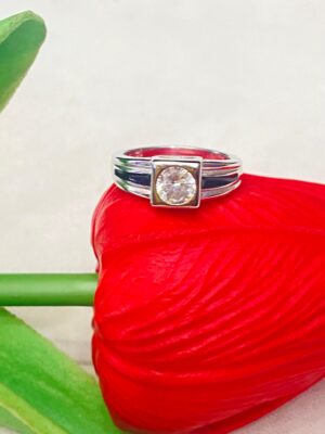 92.5 Pure Silver Square Shape Stone Baby Finger Ring