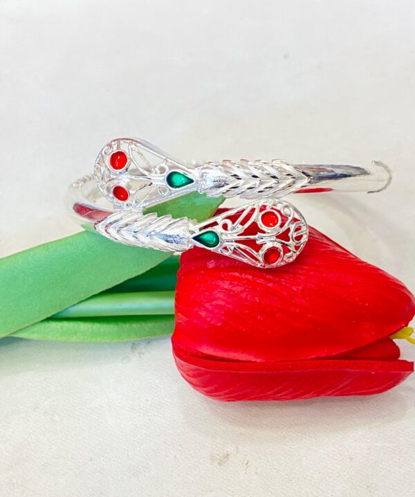 92.5 Pure Silver Snake Mukh Kolka Design Minakari Bala(Single) (CN 13-01)