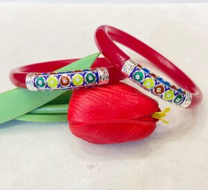 WhatsApp Image 2026-02-22 at 12.48.12 PM 92.5 Pure Silver Circle Design Minakari Monipuri Bracelet Pola (Single)