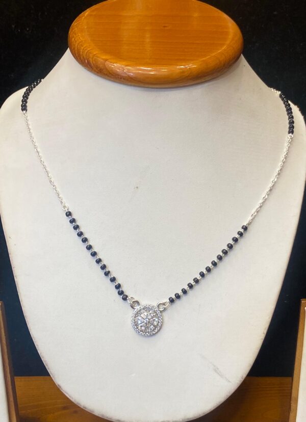 92.5 Pure Silver Flower Shape Stone Mangalsutra (CN 5-60)