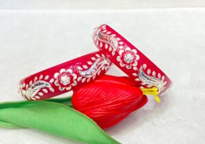 99.5 pure silver Floral Leaf Red Bracelet Pola