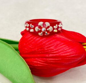 92.5 Silver Red Pola Finger Ring