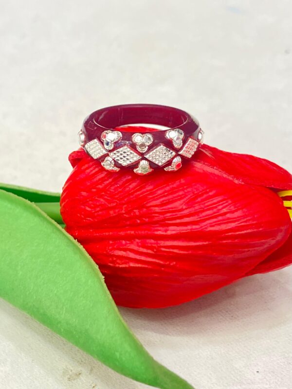 92.5 Silver Coffee Brown Pola Finger Ring