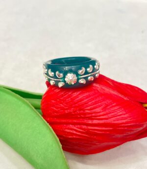 92.5 Silver Green Pola Finger Ring