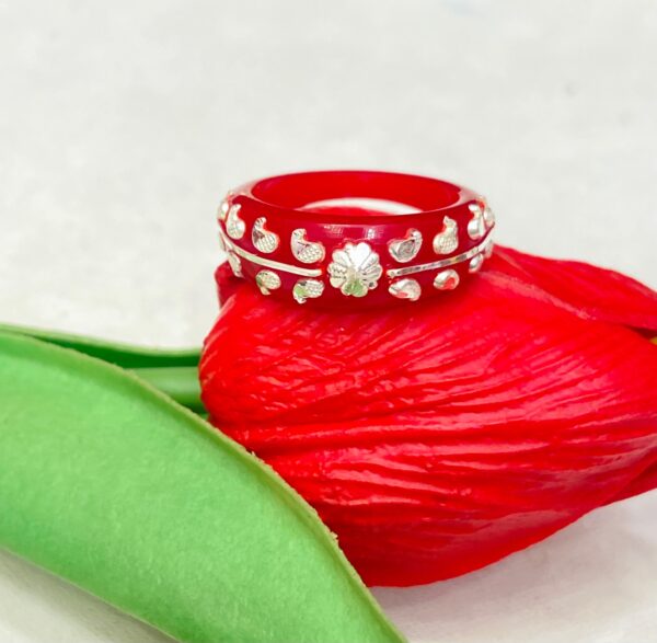 92.5 Silver Red Pola Finger Ring