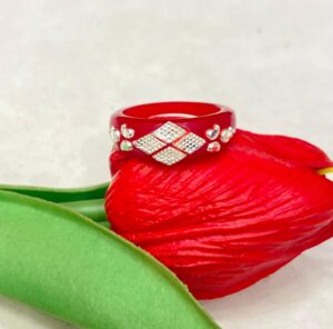 92.5 Silver Red Pola Finger Ring
