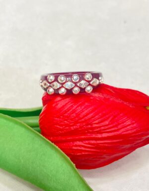 92.5 Silver Coffee Brown Pola Finger Ring