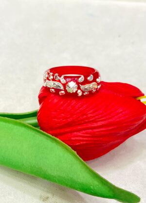 92.5 Silver Red Pola Finger Ring