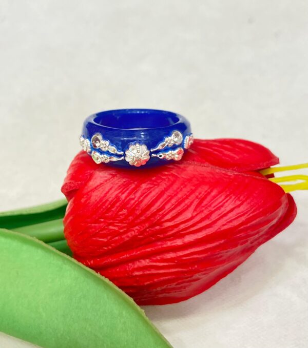 92.5 Silver Blue Pola Finger Ring