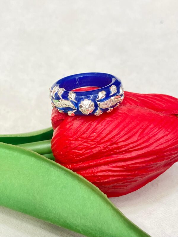 92.5 Silver Blue Pola Finger Ring