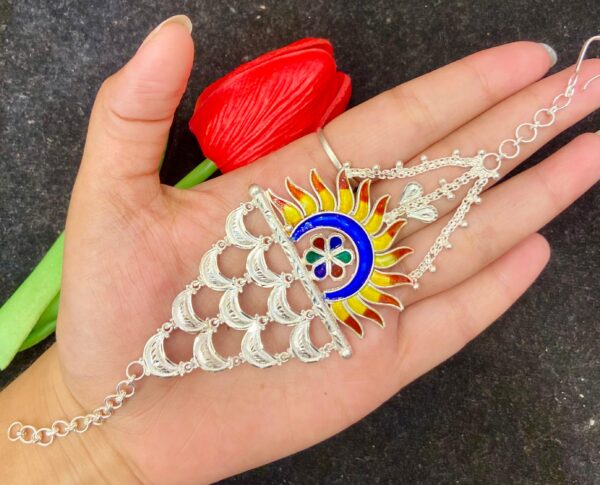 92.5 Pure Silver Sun Flower Design Minakari Mantashsa (CN 14-41)