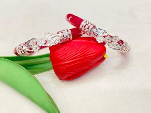 92.5 Pure Silver Flower Leaf Design Mukh Pola