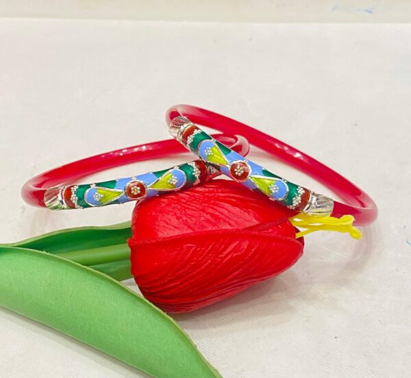 WhatsApp Image 2026-02-28 at 11.58.31 AM 92.5 Pure Silver Drop Design Minakari Red Mukh Pola (Single)