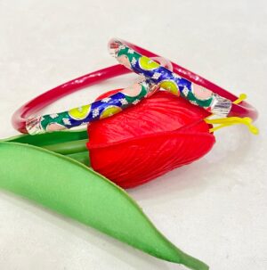 92.5 Pure Silver Minakari Red Mukh Pola (Single)