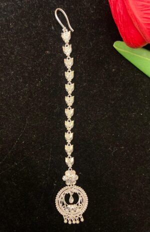 WhatsApp Image 2026-03-09 at 5.51.48 PM (1) 92.5 Pure Silver Flower Kolka Design Tikli (CN 6-42)