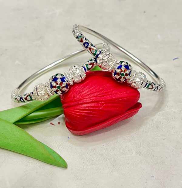 92.5 Pure Silver Round Shape Half Minakari Monipuri Bala (CN 28-59)