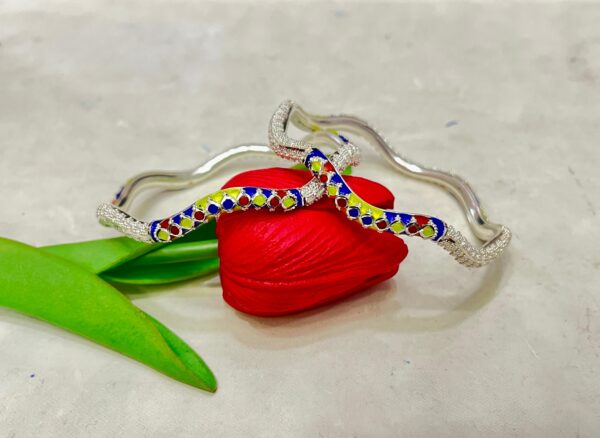 WhatsApp Image 2026-03-26 at 7.25.40 PM 92.5 Pure Silver Beki Design Minakari Monipuri Bangle (Pair) (CN 24-22)