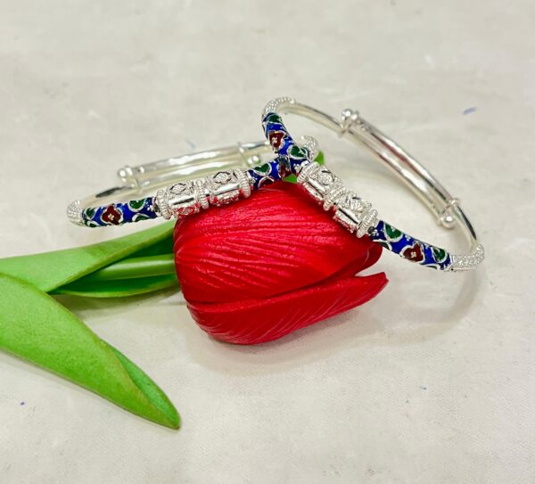 WhatsApp Image 2026-03-26 at 7.56.59 PM 92.5 Pure Silver Round Shape Half Minakari Monipuri Adjustable Bala (CN 23-19)