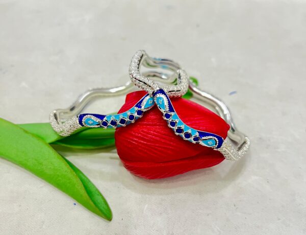 WhatsApp Image 2026-03-26 at 8.01.50 PM 92.5 Pure Silver Beki Design Minakari Monipuri Bangle (Pair) (CN 22-17)