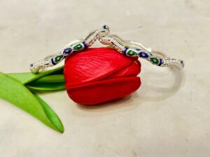 WhatsApp Image 2026-03-26 at 8.07.31 PM 92.5 Pure Silver Beki Design Minakari Monipuri Bangle (Pair) (CN 23-52)