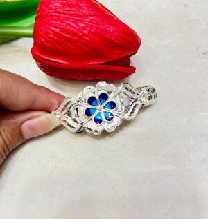 92.5 Pure Silver Blue Flowr Design Minakari Mukh Pola (CN 5.5)