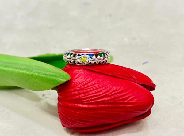 92.5 Silver Kolka Design Monipuri Finger Ring (CN 3-86)