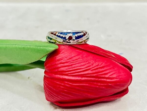 92.5 Silver Kolka Design Minakari Finger Ring (CN 4-25)