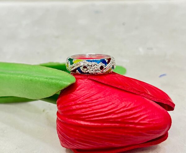 92.5 Silver Kolka Design Monipuri Finger Ring (CN 3-58)