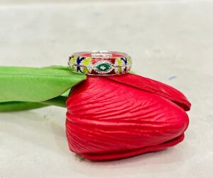 92.5 Silver Kolka Design Minakari Finger Ring (CN 4-30)