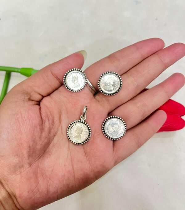 95.5 Pure Silver Gini Pendant With Earrings and FingerRing(CN 16-85)