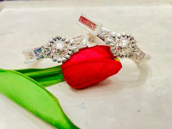 99.5 pure Silver Floral Kolka Mukh Pat Sankha