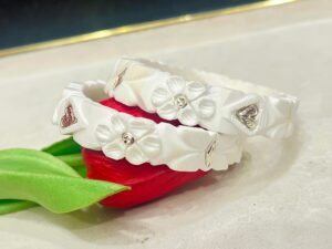 99.5 pure Nokshi Flower Design Silver Sankha