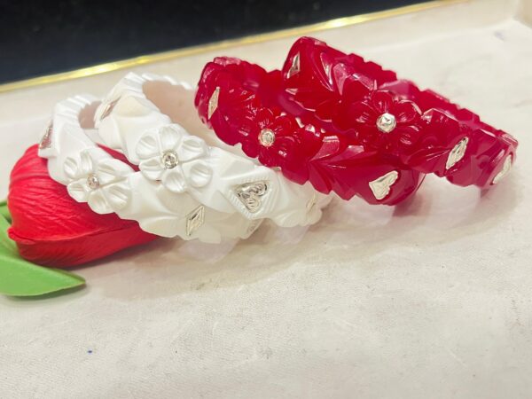 99.5 pure Nokshi Flower Design Silver Sankha