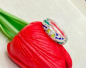 92.5 Silver Kolka Design Minakari Finger Ring (CN 4-03)