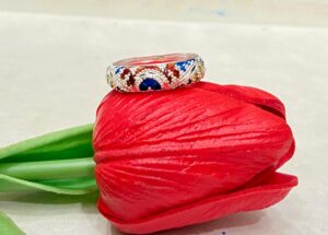 92.5 Silver Kolka Design Minakari Finger Ring (CN 4-17)