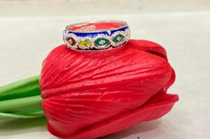 92.5 Silver Kolka Design Minakari Finger Ring (CN 4-04)