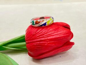 92.5 Silver Kolka Design Minakari Finger Ring (CN 4-07)