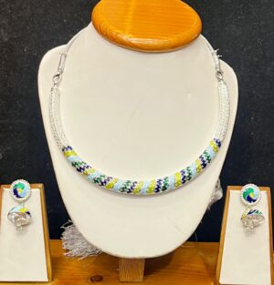 WhatsApp Image 2026-05-09 at 7.12.17 PM 92.5 Pure Silver Minakari Stripe Design Manipuri Hasuli (CN 42-33)