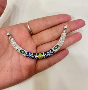 92.5 Pure Silver Monipuri Design Curved Hasuli Pendant (CN 11-20)